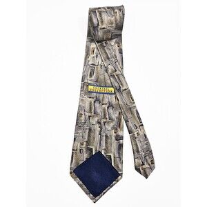 Cocktail Collection Silk Tie Gray Graphic Artsy Vintage 80s 90s